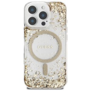 Guess HC Resin Bottom Glitter dėklas skirtas Apple iPhone 16 Pro Max MagSafe aukso spalvos - Image 3