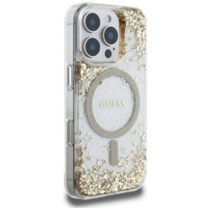 Guess HC Resin Bottom Glitter dėklas skirtas Apple iPhone 16 Pro Max MagSafe aukso spalvos - Image 4