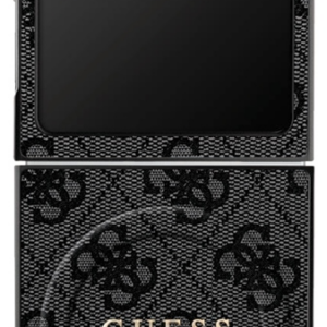 Dėklas Guess 4G Classic MagSafe skirtas Samsung Galaxy Z Flip7 juodos spalvos