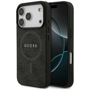 Guess 4G Ring Classic Logo MagSafe dėklas skirtas Apple iPhone 17 Pro juodos spalvos