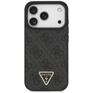 Guess Leather 4G Triangle Strass MagSafe dėklas skirtas Apple iPhone 17 Pro juodos spalvos - Image 3