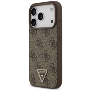 Guess Leather 4G Triangle Strass MagSafe dėklas skirtas Apple iPhone 17 Pro rudos spalvos - Image 2
