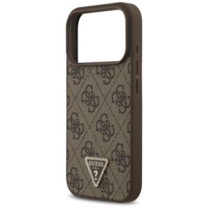 Guess Leather 4G Triangle Strass MagSafe dėklas skirtas Apple iPhone 17 Pro rudos spalvos - Image 6
