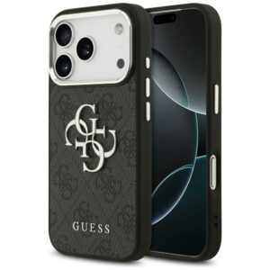 Dėklas Guess 4G Big 4G Classic Logo skirtas Apple iPhone 17 Pro Max juodos spalvos sidabro spalvos