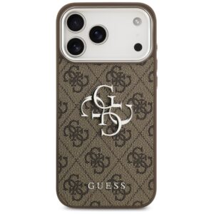 Dėklas Guess 4G Big 4G Classic Logo skirtas Apple iPhone 17 Pro Max rudos spalvos sidabro spalvos - Image 3