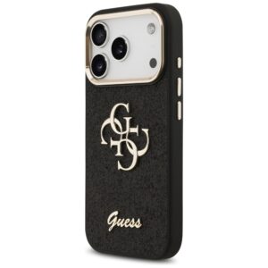 Guess Fixed Glitter Big 4G Metal Frame dėklas skirtas Apple iPhone 17 Pro juodos spalvos - Image 2
