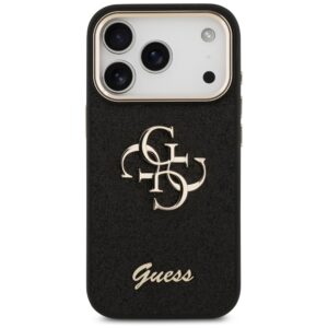 Guess Fixed Glitter Big 4G Metal Frame dėklas skirtas Apple iPhone 17 Pro juodos spalvos - Image 3