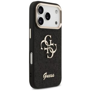 Guess Fixed Glitter Big 4G Metal Frame dėklas skirtas Apple iPhone 17 Pro juodos spalvos - Image 4