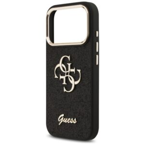 Guess Fixed Glitter Big 4G Metal Frame dėklas skirtas Apple iPhone 17 Pro juodos spalvos - Image 6
