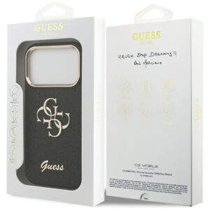 Guess Fixed Glitter Big 4G Metal Frame dėklas skirtas Apple iPhone 17 Pro juodos spalvos - Image 8