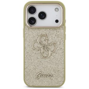 Guess Fixed Glitter Big 4G Metal Frame dėklas skirtas Apple iPhone 17 Pro aukso spalvos - Image 3