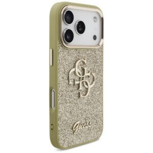 Guess Fixed Glitter Big 4G Metal Frame dėklas skirtas Apple iPhone 17 Pro aukso spalvos - Image 4
