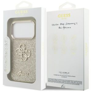 Guess Fixed Glitter Big 4G Metal Frame dėklas skirtas Apple iPhone 17 Pro aukso spalvos - Image 8