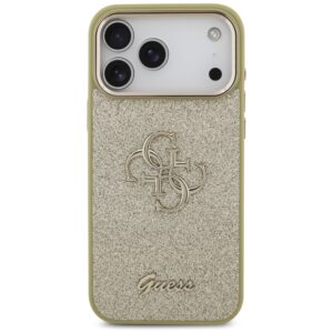 Guess Fixed Glitter Big 4G Metal Frame dėklas skirtas Apple iPhone 17 Pro Max aukso spalvos - Image 3