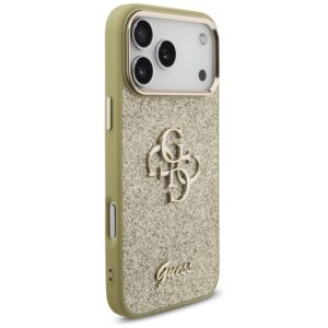Guess Fixed Glitter Big 4G Metal Frame dėklas skirtas Apple iPhone 17 Pro Max aukso spalvos - Image 4