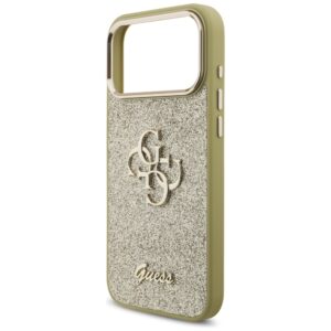 Guess Fixed Glitter Big 4G Metal Frame dėklas skirtas Apple iPhone 17 Pro Max aukso spalvos - Image 6