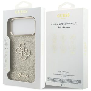 Guess Fixed Glitter Big 4G Metal Frame dėklas skirtas Apple iPhone 17 Pro Max aukso spalvos - Image 8