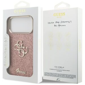 Guess Fixed Glitter Big 4G Metal Frame dėklas skirtas Apple iPhone 17 Pro Max rožinės spalvos - Image 8