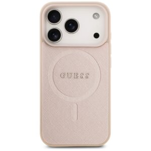 Guess Saffiano Classic Logo MagSafe dėklas skirtas Apple iPhone 17 Pro rožinės spalvos - Image 3