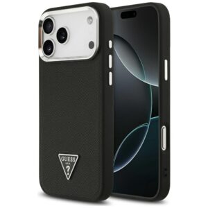 Guess Grained Triangle Logo MagSafe dėklas skirtas Apple iPhone 17 Pro Max juodos spalvos - Image 1