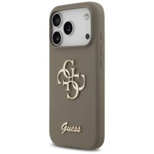 Guess Silicone Big 4G Script dėklas skirtas Apple iPhone 17 Pro rudos spalvos - Image 2