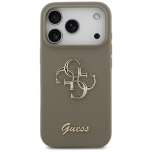 Guess Silicone Big 4G Script dėklas skirtas Apple iPhone 17 Pro rudos spalvos - Image 3