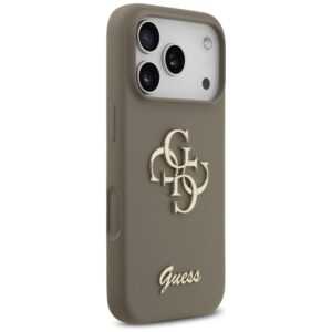 Guess Silicone Big 4G Script dėklas skirtas Apple iPhone 17 Pro rudos spalvos - Image 4