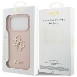 Guess Silicone Big 4G Script dėklas skirtas Apple iPhone 17 Pro rožinės spalvos - Image 8