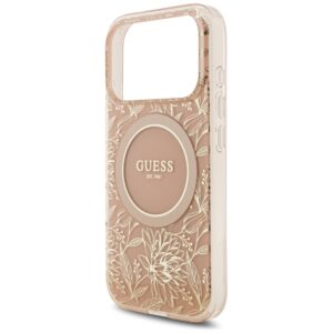 Guess IML Flowers Electro Pearl Strap MagSafe dėklas skirtas Apple iPhone 17 Pro rožinės spalvos - Image 6