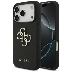 Guess Grained Big 4G & Classic Logo dėklas skirtas Apple iPhone 17 Pro juodos spalvos - Image 1