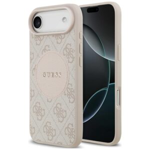Dėklas Guess 4G Circle Classic Logo MagSafe skirtas Apple iPhone Air rožinės spalvos