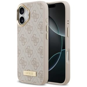 Guess 4G Logo Plate MagSafe dėklas skirtas Apple iPhone 17 Pro rožinės spalvos - Image 1