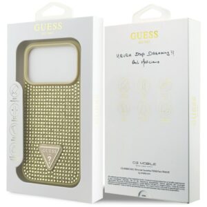 Dėklas Guess Rhinestone Triangle Logo skirtas Apple iPhone 17 Pro aukso spalvos - Image 8