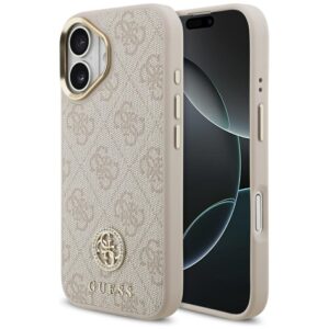 Dėklas Guess 4G Strass Logo MagSafe skirtas Apple iPhone 17 rožinės spalvos