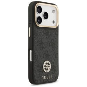 Guess 4G Strass Logo & Big Strap Metal Buttons MagSafe dėklas skirtas Apple iPhone 17 Pro juodos spalvos - Image 4