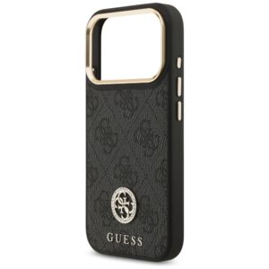Guess 4G Strass Logo & Big Strap Metal Buttons MagSafe dėklas skirtas Apple iPhone 17 Pro juodos spalvos - Image 6