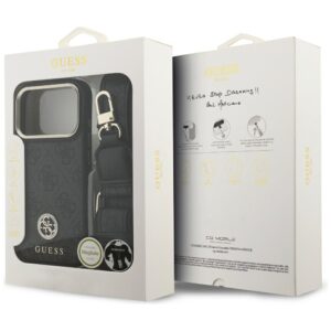Guess 4G Strass Logo & Big Strap Metal Buttons MagSafe dėklas skirtas Apple iPhone 17 Pro juodos spalvos - Image 9