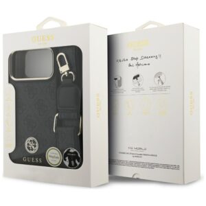 Guess 4G Srtass Logo & Big Strap Metal Buttons MagSafe dėklas skirtas Apple iPhone 17 Pro Max juodos spalvos - Image 9