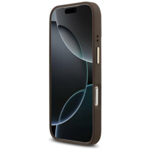 Guess 4G Strass Logo & Big Strap Metal Buttons MagSafe dėklas skirtas Apple iPhone 17 Pro rudos spalvos - Image 5