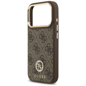 Guess 4G Strass Logo & Big Strap Metal Buttons MagSafe dėklas skirtas Apple iPhone 17 Pro rudos spalvos - Image 6