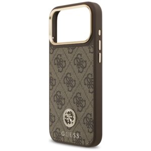 Dėklas Guess 4G Strass Logo & Big Strap Metal Buttons MagSafe skirtas Apple iPhone 17 Pro Max rudos spalvos - Image 6