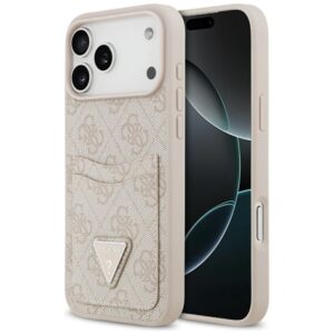 Dėklas Guess 4G Double Card Triangle skirtas Apple iPhone 17 Pro Max rožinės spalvos