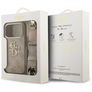 Guess 4G Big 4G Classic Logo Big Strap Metal Buttons dėklas skirtas Apple iPhone 17 Pro rožinės spalvos - Image 9