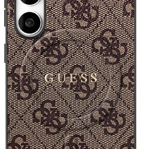 Guess 4G Ring Classic Logo MagSafe dėklas skirtas Samsung Galaxy S25 FE rudos spalvos