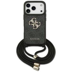 Dėklas Guess 4G Big Logo Cord Stap Crossbody skirtas Apple iPhone 17 Pro juodos spalvos - Image 1