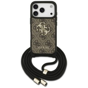 Guess 4G Big Logo Cord Stap Crossbody skirtas Apple iPhone 17 Pro rudos spalvos - Image 1