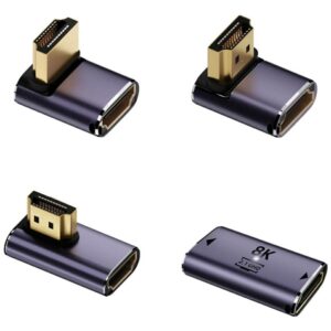HDMI adapter set 4smarts 8K 4 vnt – upward, downward, side, cable coupling connector, pilkos
