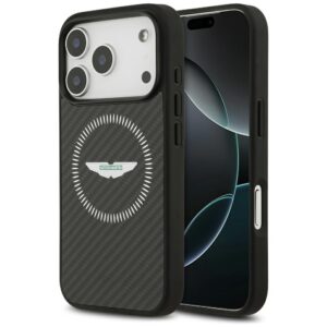 Dėklas Aston Martin HC Kevlar Counter Design MagSafe skirtas Apple iPhone 17 Pro juodos spalvos
