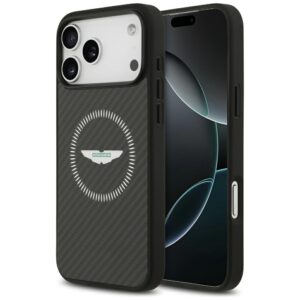 Dėklas Aston Martin HC Kevlar Counter Design MagSafe skirtas Apple iPhone 17 Pro Max juodos spalvos