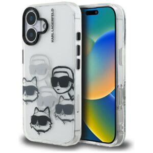 Dėklas Karl Lagerfeld IML Multi K&C Head   Pattern skirtas Apple iPhone 16 skaidrus